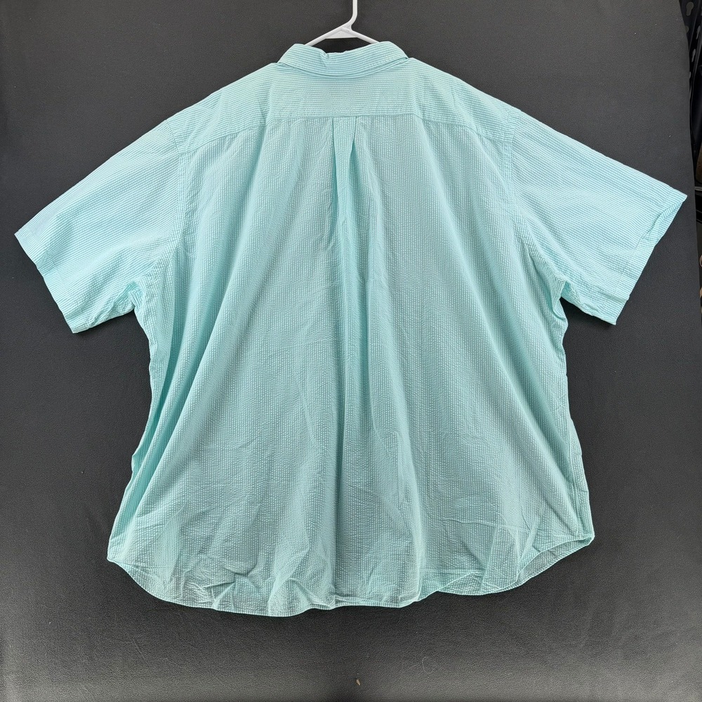 Ralph Lauren Mens 4XB Big Seersucker Short Sleeve Button Down Shirt Blue Stripe - Picture 2 of 16